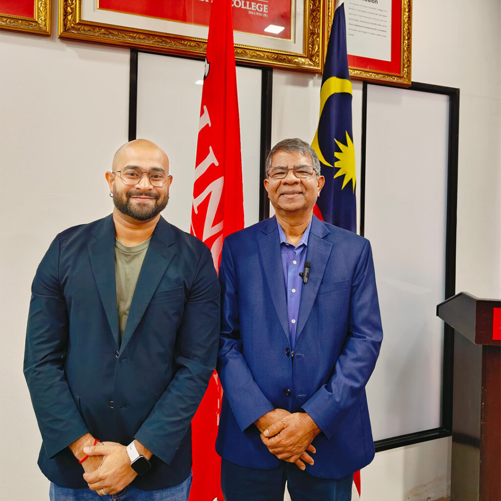 Agape Education Principal Consultant Mr Travis Isuru with Lincoln University Malaysia President Prof. Dr. Amiya Bhaumik